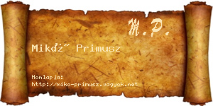 Mikó Primusz névjegykártya